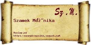Szamek Mónika névjegykártya